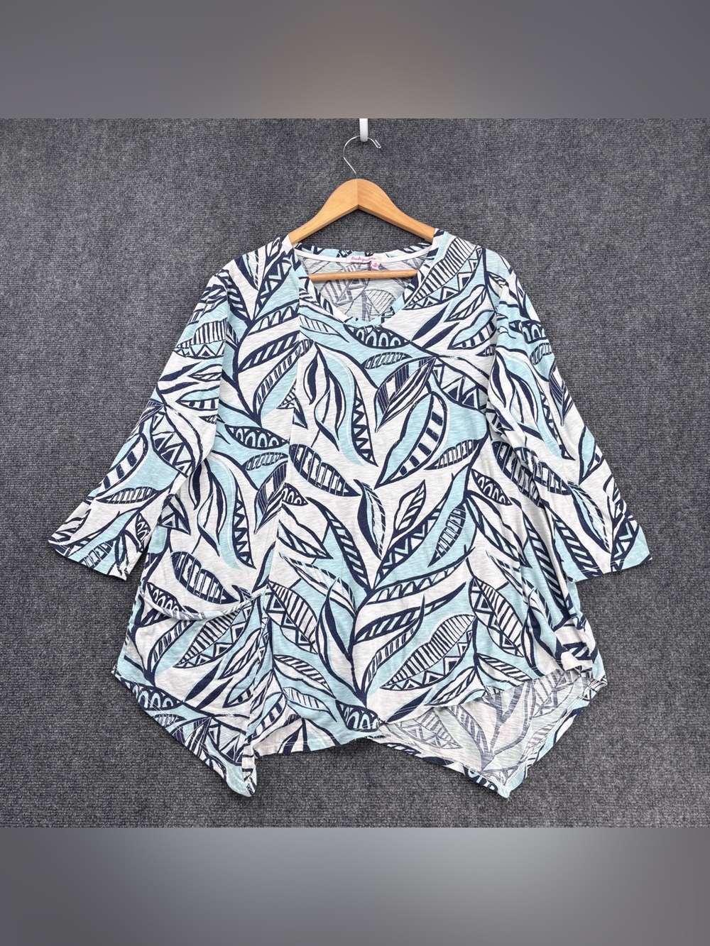 Fresh Produce Ella Tunic Colorful Tropical Resortwear Asymmetric Hem Women’s L